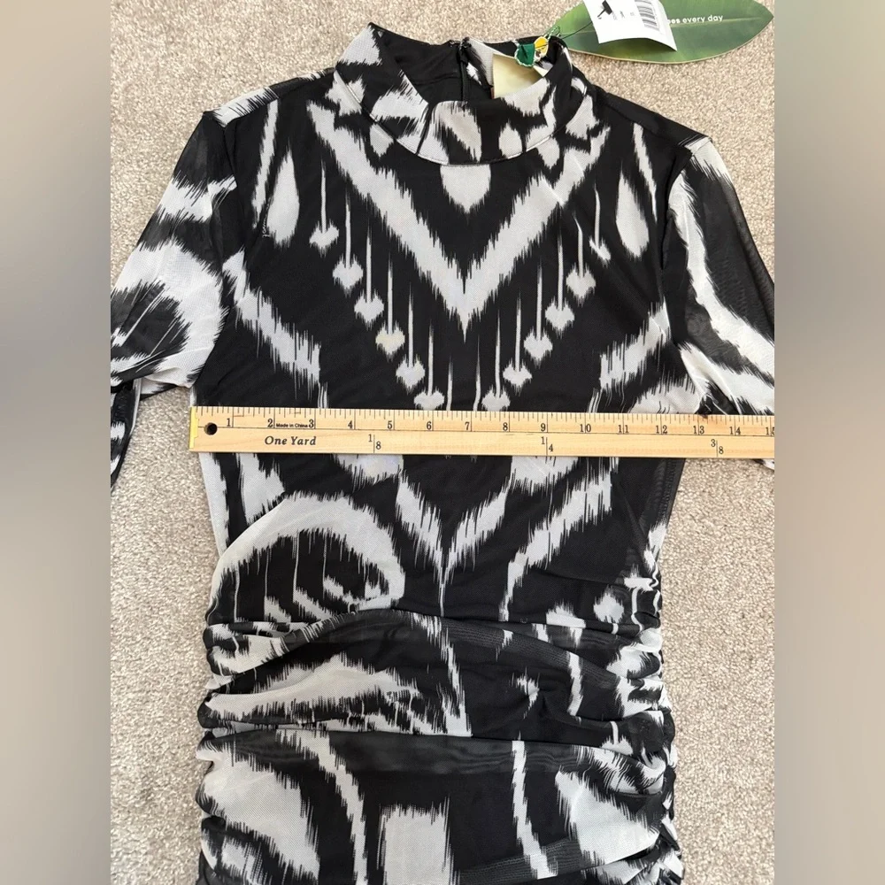Farm Rio Ikat Ruched Tulle Midi-Dress - size XSmall - NWT - Picture 8 of 14